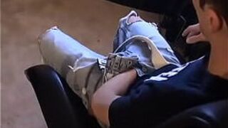 Sexy gay Jared is jumpy about his very first time stroking off on porn video